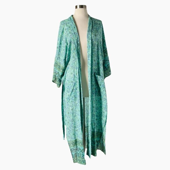 Spell & The Gypsy Sundown Maxi Robe Kimono Green Floral - Picture 6 of 12